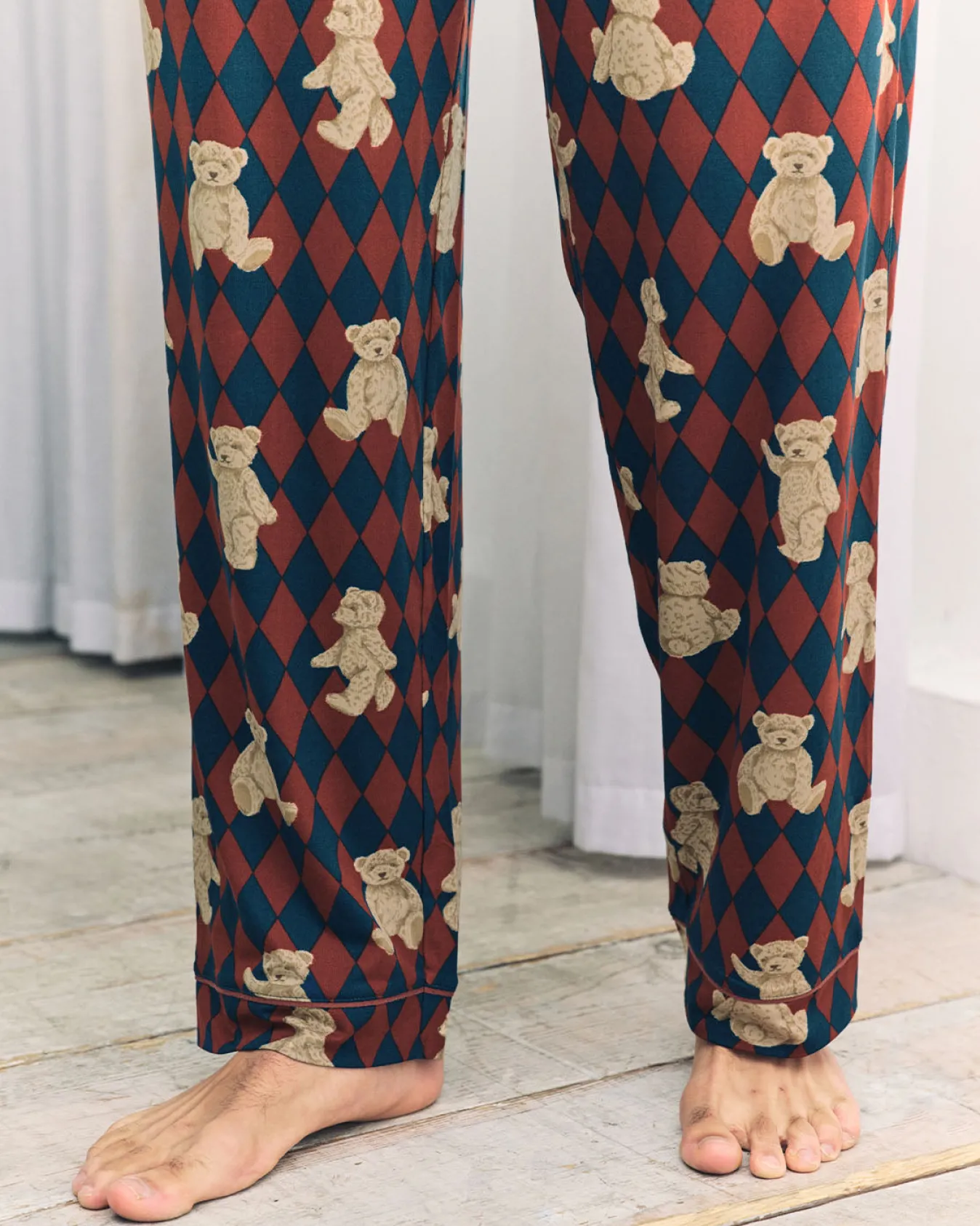 Argyle Bear Print Long Pyjama Bottoms