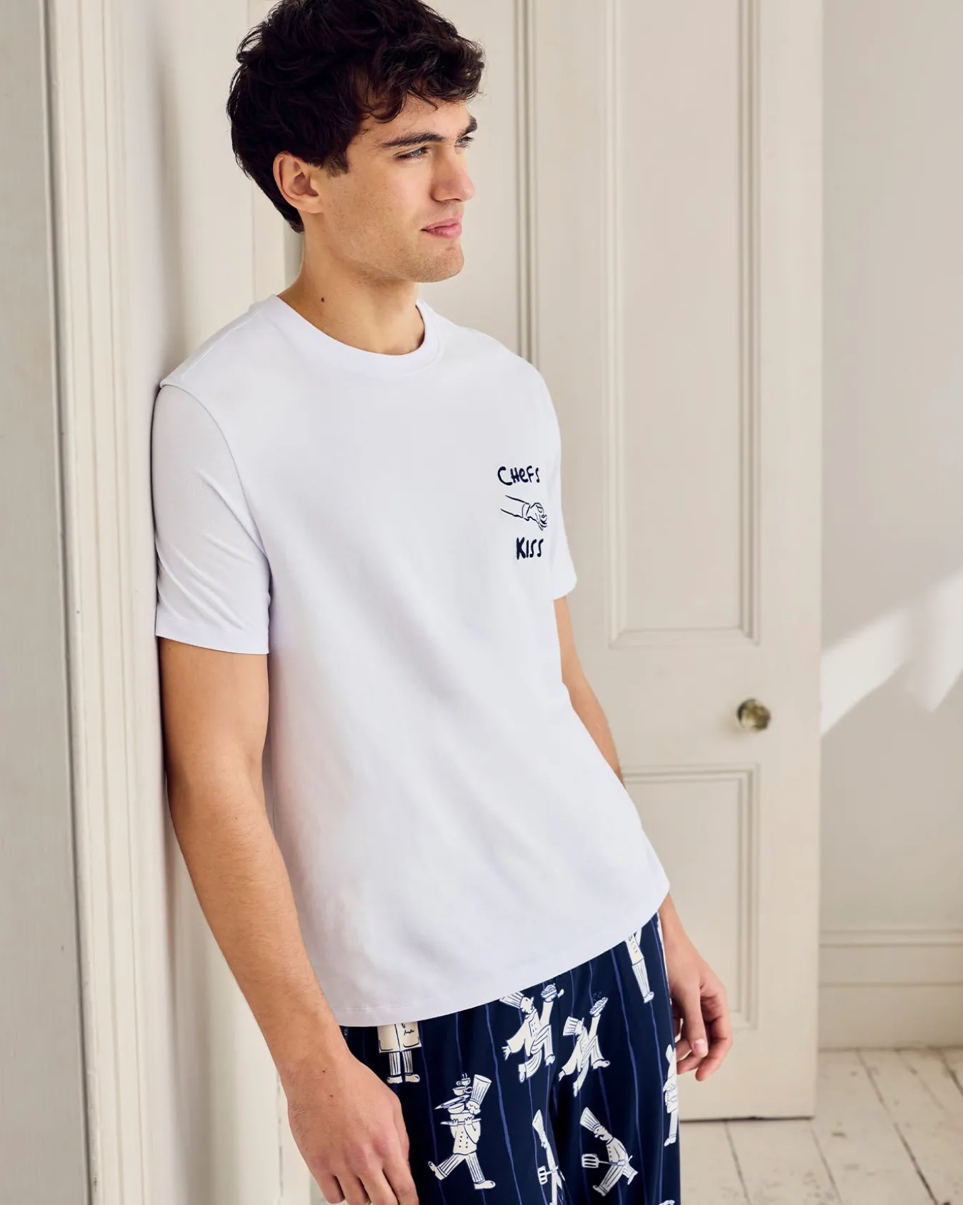 Chef Stripe Print Crew Long Pyjama Set