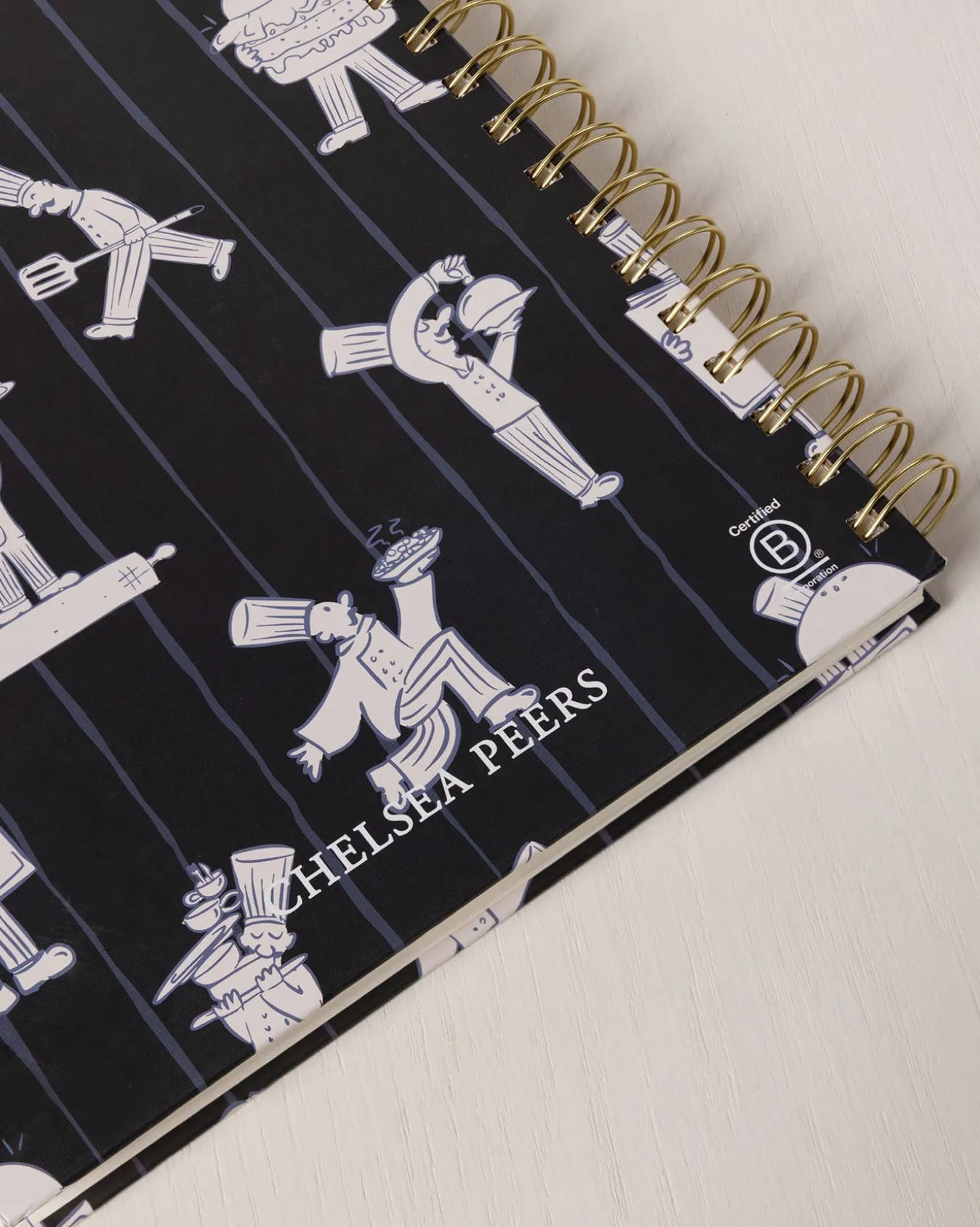 Chef Stripe Print Hardback Spiral Lined Recipe Journal