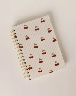 Cherry Stripe Print Hardback Spiral Lined Notebook