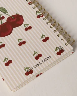 Cherry Stripe Print Hardback Spiral Lined Notebook