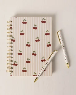 Cherry Stripe Print Two Pack Boxed Pen Set