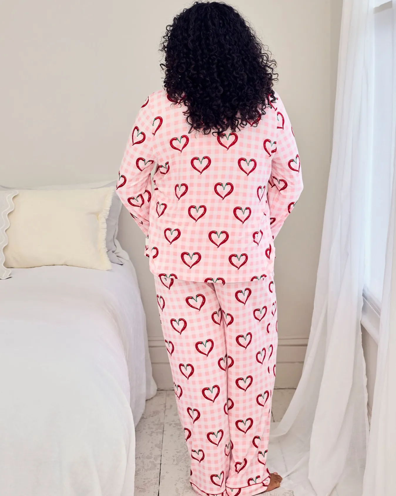 Chilli Heart Print Long Pyjama Set