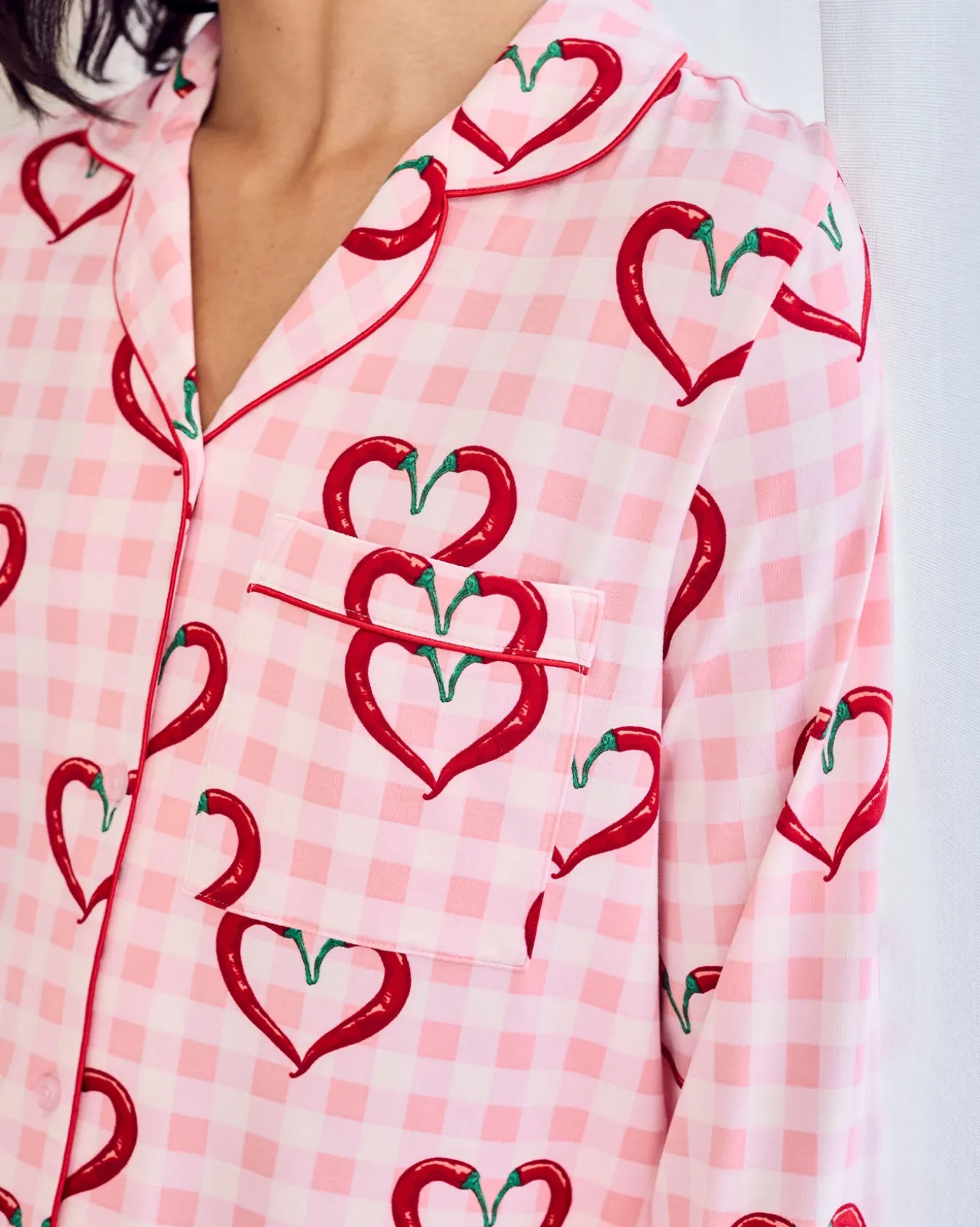 Chilli Heart Print Long Pyjama Set
