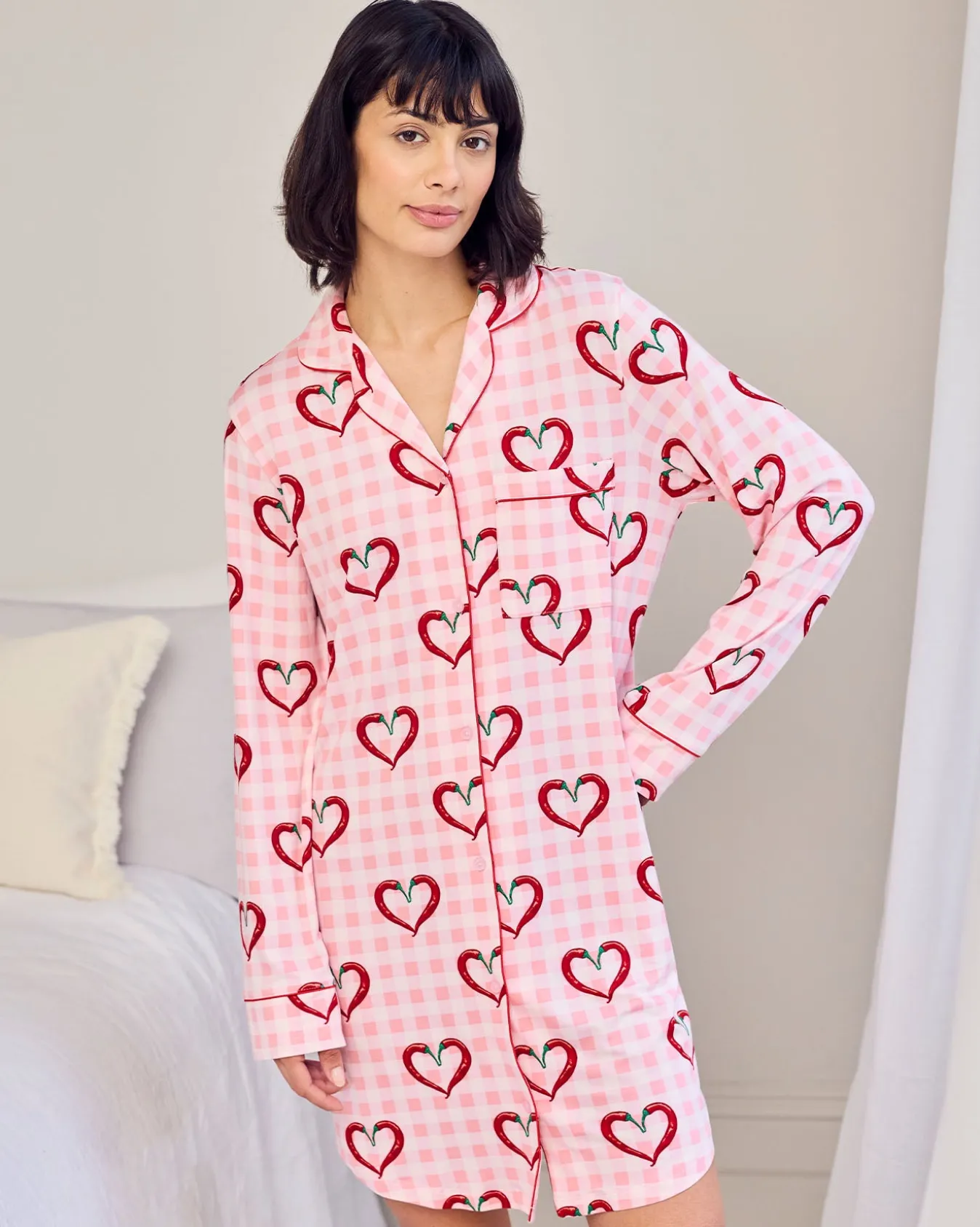 Chilli Heart Print Nightshirt