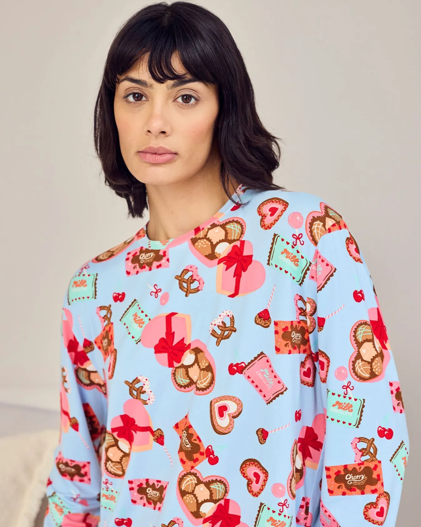 Chocolate Box Print Long Pyjama Set