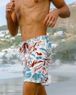Coral Mirage Print Swim Shorts