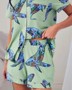 Coral Whale Print Short Pyjama Set
