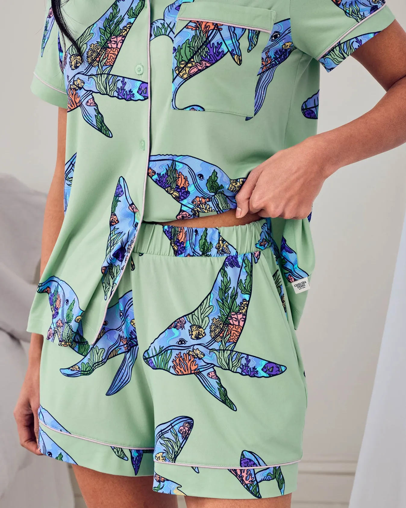 Coral Whale Print Short Pyjama Set