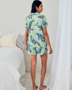 Coral Whale Print Short Pyjama Set