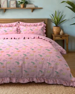 Cotton Dinosaur Print Reversible Frill Bedding Set