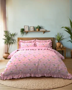Cotton Dinosaur Print Reversible Frill Bedding Set