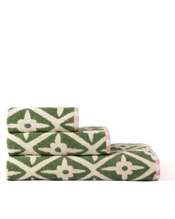Cotton Geometric Garden Print Towel