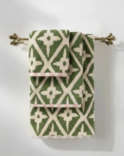 Cotton Geometric Garden Print Towel