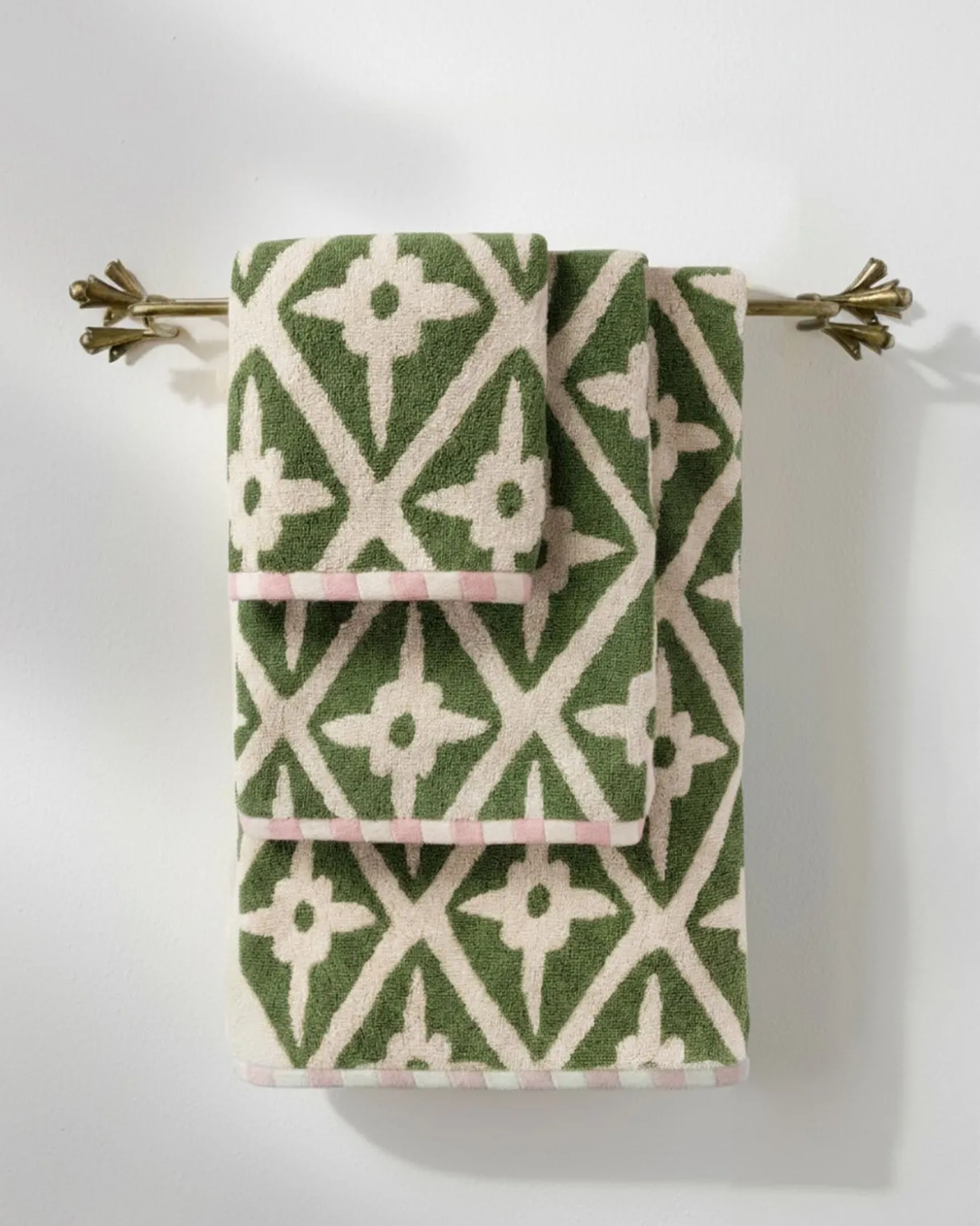 Cotton Geometric Garden Print Towel