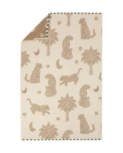 Cotton Midnight Leopard Print Towel - Taupe