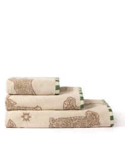 Cotton Midnight Leopard Print Towel - Taupe