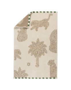 Cotton Midnight Leopard Print Towel - Taupe