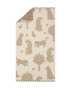 Cotton Midnight Leopard Print Towel - Taupe