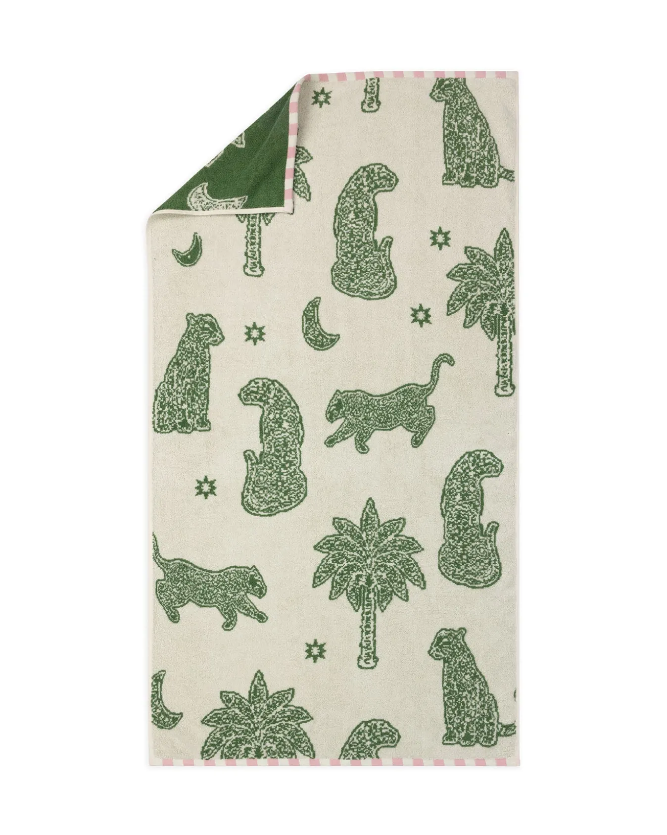 Cotton Midnight Leopard Print Towel - Green
