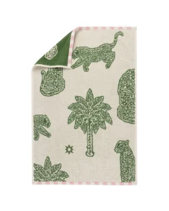 Cotton Midnight Leopard Print Towel - Green