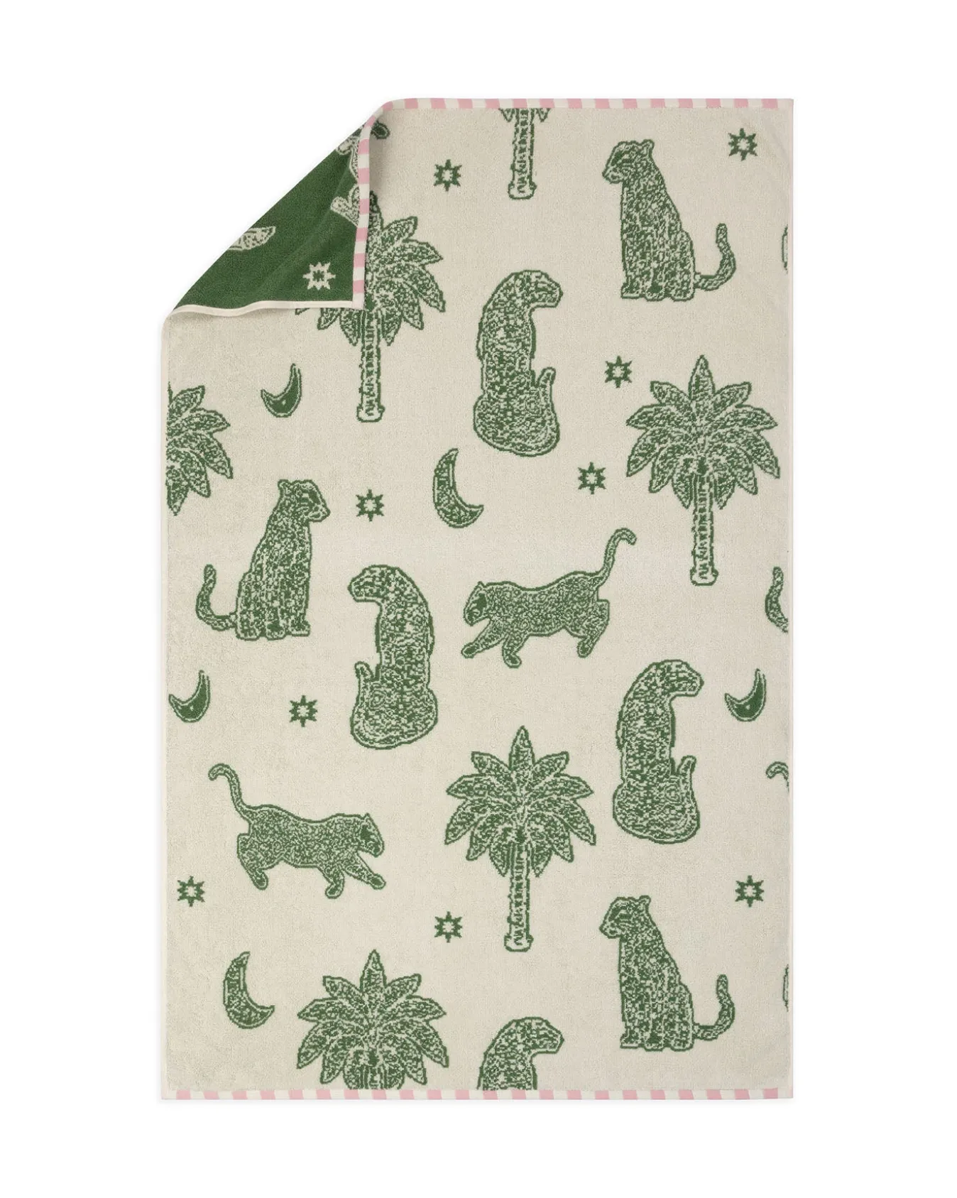 Cotton Midnight Leopard Print Towel - Green