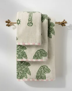 Cotton Midnight Leopard Print Towel - Green