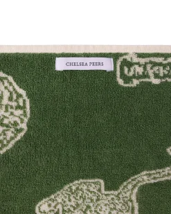 Cotton Midnight Leopard Print Towel - Green