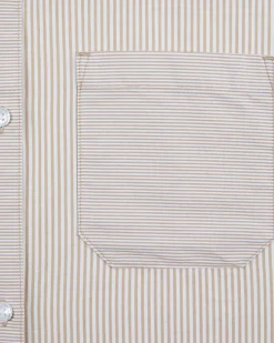 Cotton Poplin Stripe Boyfriend Shirt - Beige