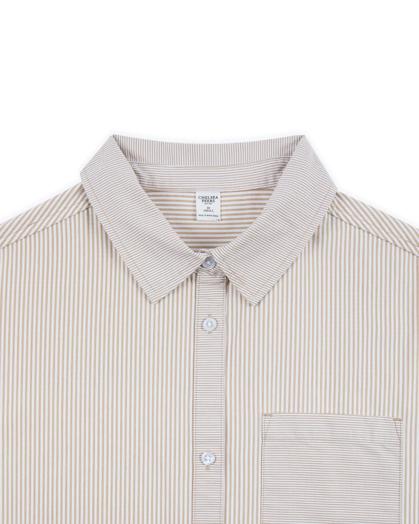 Cotton Poplin Stripe Boyfriend Shirt - Beige