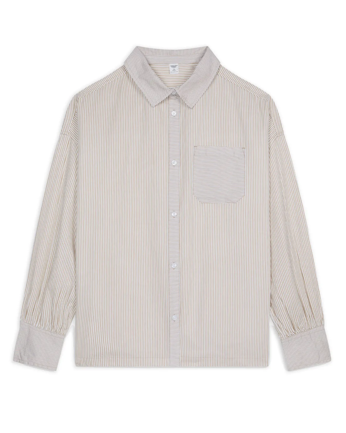 Cotton Poplin Stripe Boyfriend Shirt - Beige