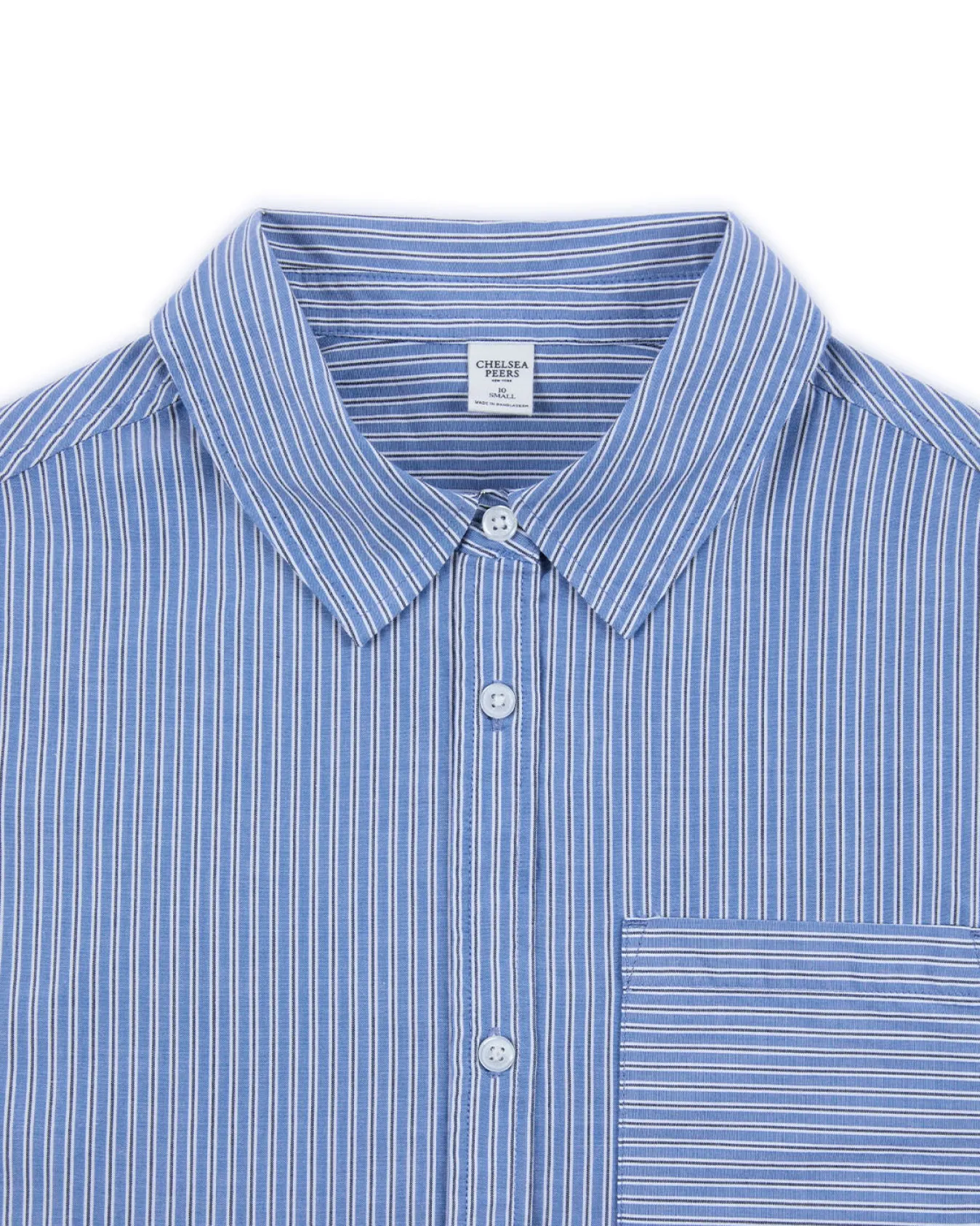 Cotton Poplin Stripe Boyfriend Shirt - Blue