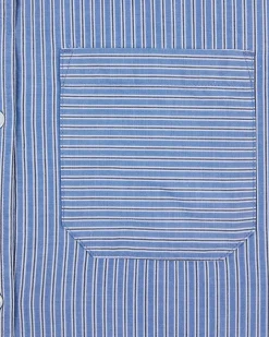 Cotton Poplin Stripe Boyfriend Shirt - Blue