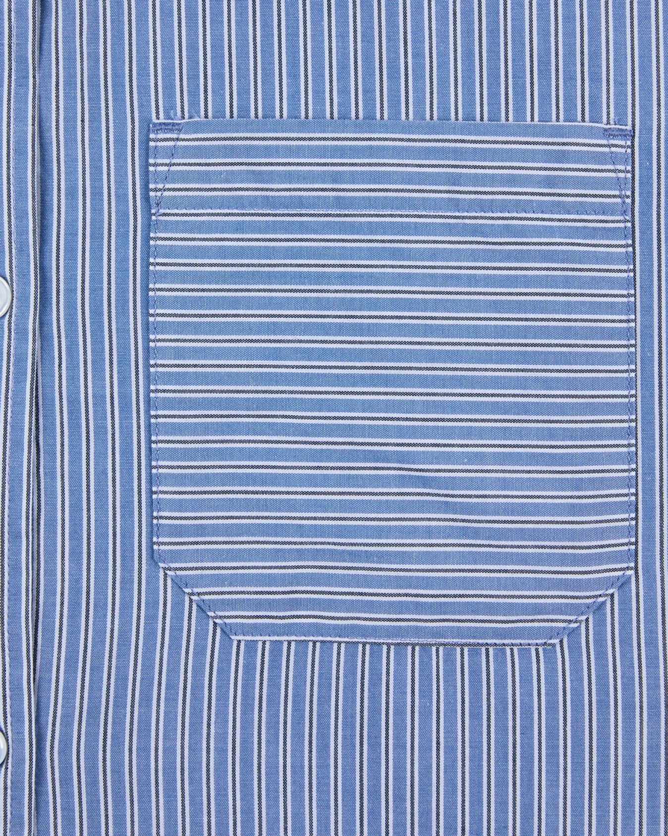 Cotton Poplin Stripe Boyfriend Shirt - Blue