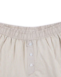 Cotton Poplin Stripe Shorts - Beige