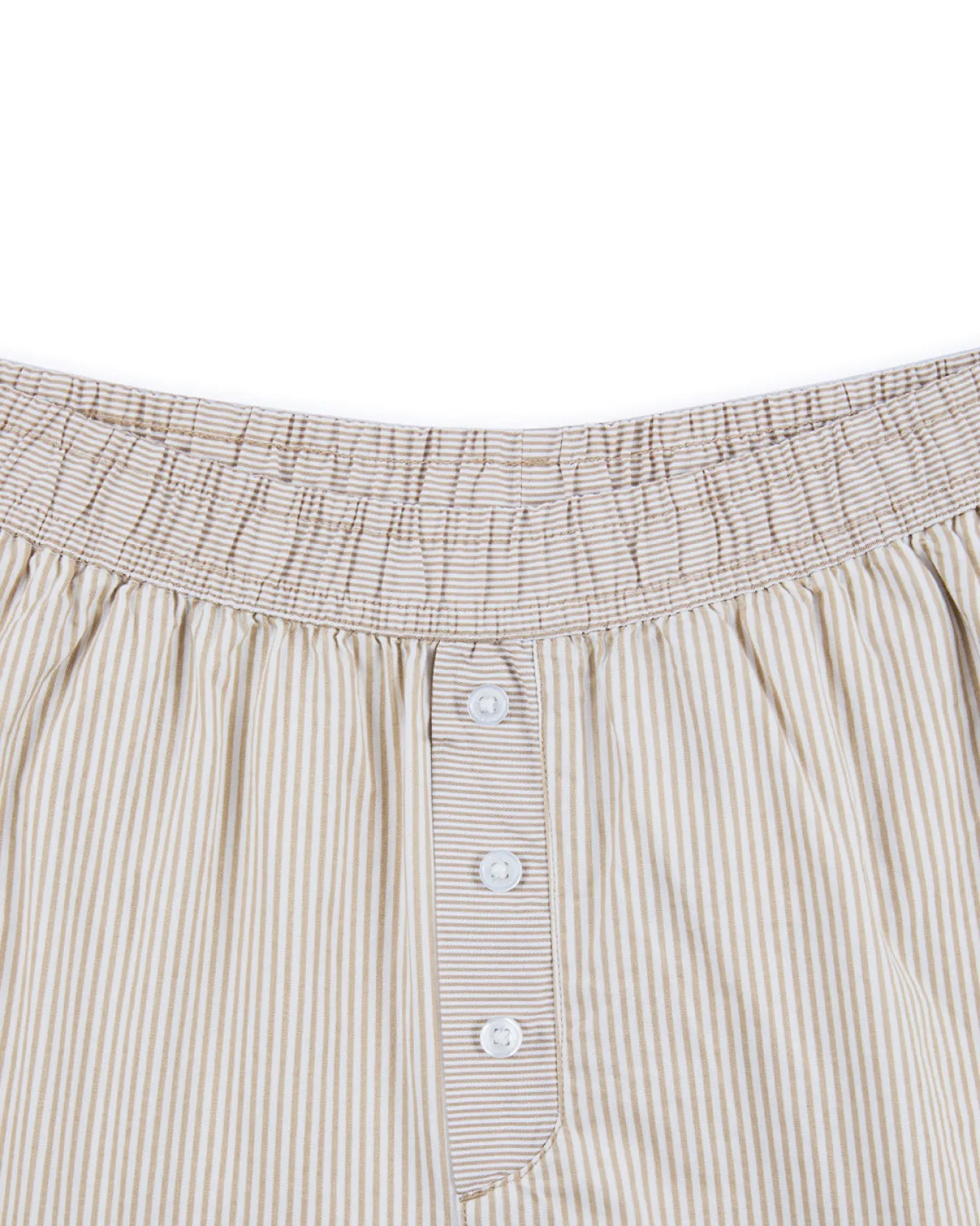 Cotton Poplin Stripe Shorts - Beige