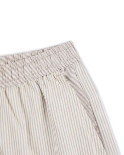 Cotton Poplin Stripe Shorts - Beige