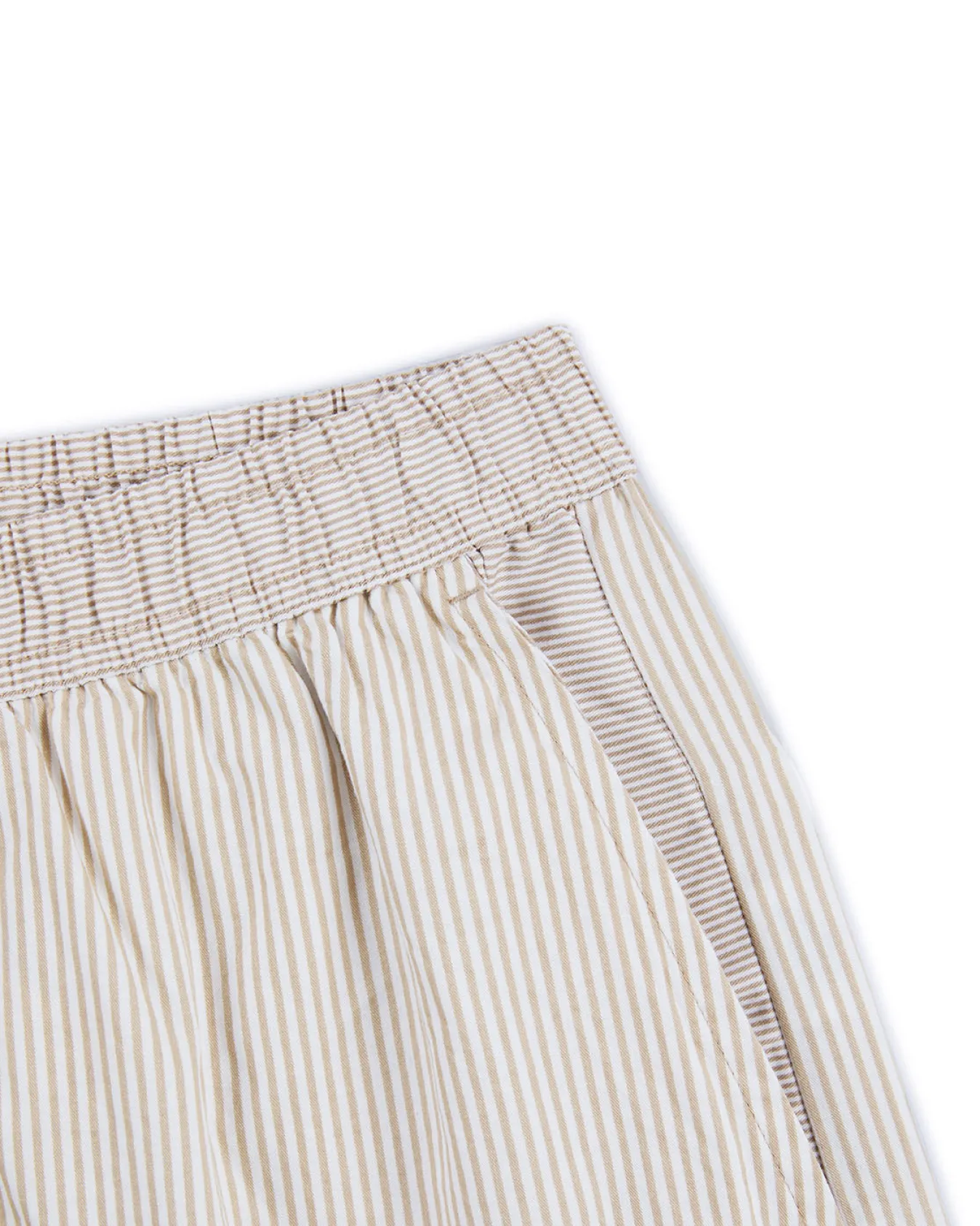 Cotton Poplin Stripe Shorts - Beige
