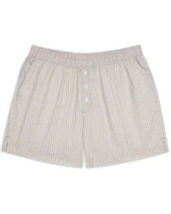 Cotton Poplin Stripe Shorts - Beige