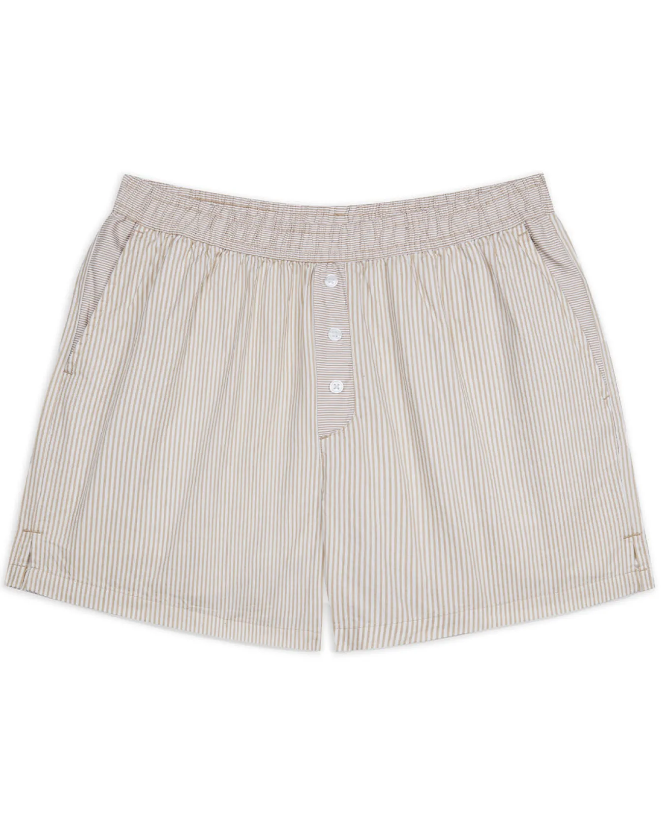 Cotton Poplin Stripe Shorts - Beige