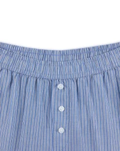 Cotton Poplin Stripe Shorts - Blue