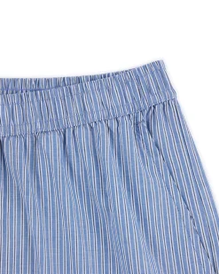 Cotton Poplin Stripe Shorts - Blue