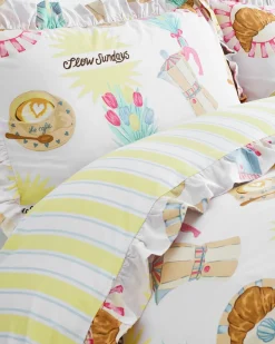 Cotton Slow Sundays / Stripe Print Reversible Frill Bedding Set