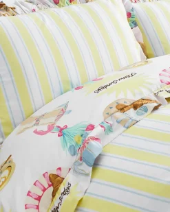 Cotton Slow Sundays / Stripe Print Reversible Frill Bedding Set