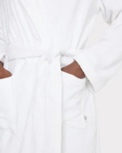 Cotton Towelling Dressing Gown - White