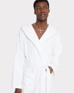 Cotton Towelling Dressing Gown - White