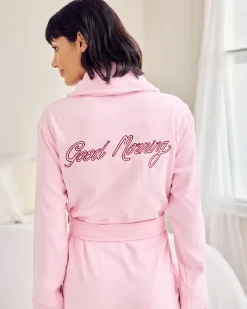 Cotton Towelling Embroidered Good Morning Dressing Gown