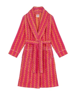 Cotton Towelling Sunset Wavy Stripe Dressing Gown