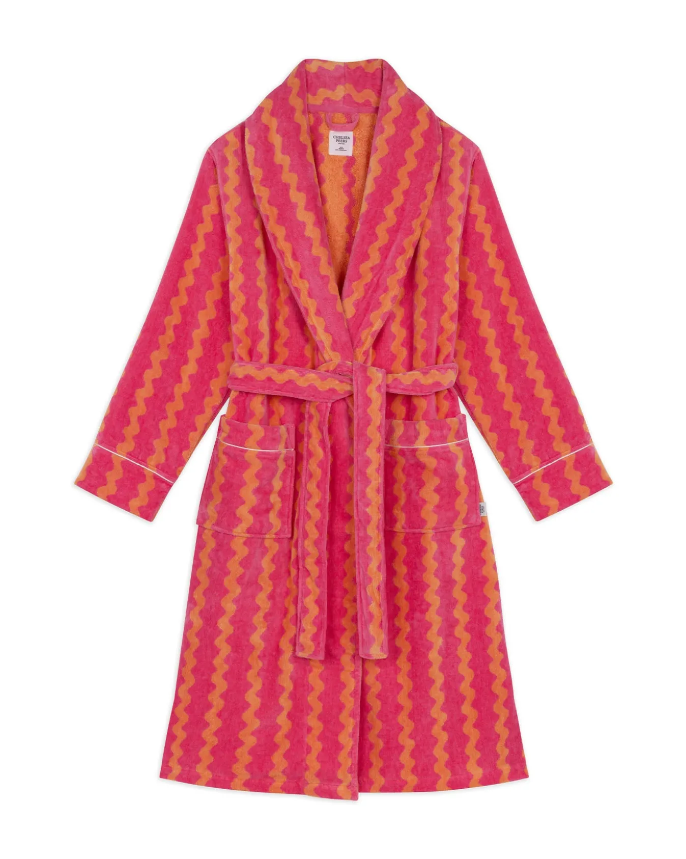 Cotton Towelling Sunset Wavy Stripe Dressing Gown