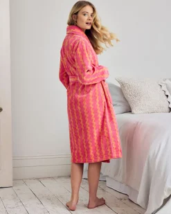 Cotton Towelling Sunset Wavy Stripe Dressing Gown